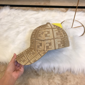 Luxury Womens Hats Fendi FF Jacquard Cotton Baseball Hat in Beige A190PP100 AA164973