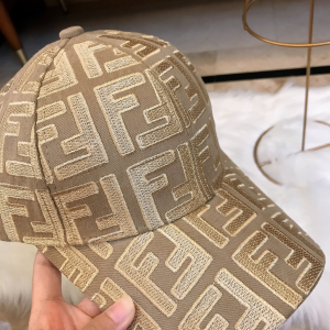 Luxury Womens Hats Fendi FF Jacquard Cotton Baseball Hat in Beige A190PP100 AA164973