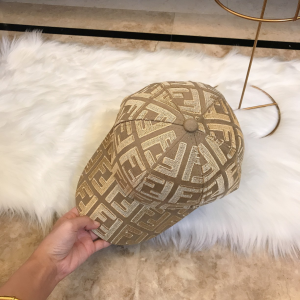Luxury Womens Hats Fendi FF Jacquard Cotton Baseball Hat in Beige A190PP100 AA164973