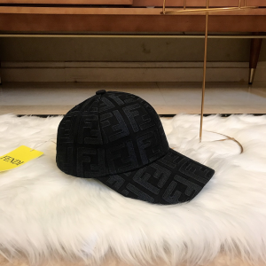 Fendi FF Jacquard Cotton Baseball Hat Black 