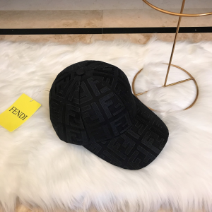 Luxury Womens Hats Fendi FF Jacquard Cotton Baseball Hat in Black A190PP100 AA164972