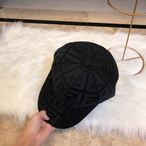 Luxury Womens Hats Fendi FF Jacquard Cotton Baseball Hat in Black A190PP100 AA164972