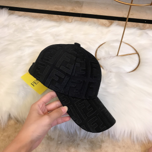 Luxury Womens Hats Fendi FF Jacquard Cotton Baseball Hat in Black A190PP100 AA164972