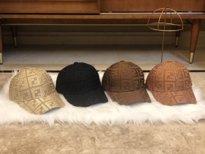 Luxury Womens Hats Fendi FF Jacquard Cotton Baseball Hat in Black A190PP100 AA164972