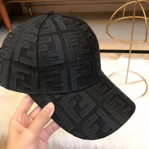 Luxury Womens Hats Fendi FF Jacquard Cotton Baseball Hat in Black A190PP100 AA164972