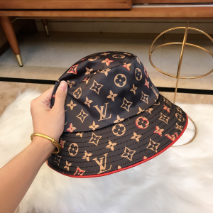 Luxury Womens Hats Louis Vuitton Monogram Black Nylon Bucket Hat A190PP95 AA164923