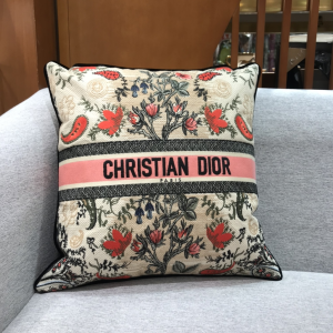 Dior Large Square Cotton Cushion Multicolor Flowers Embroidery Dior Large Square Cotton Cushion Multicolor Flowers Embroidery
