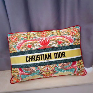 Dior Rectangular Cotton Cushion Multicolor Flowers Embroidery Dior Rectangular Cotton Cushion Multicolor Flowers Embroidery