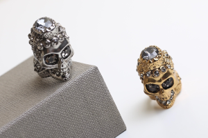 Alexander McQueen Ruby Embellished Skull Ring Metallic Alexander McQueen Ruby Embellished Skull Ring Metallic
