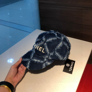 Chanel Blue Quilted Canvas Baseball Hat 