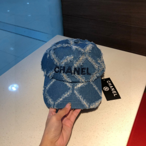 Chanel Blue Quilted Canvas Baseball Hat 