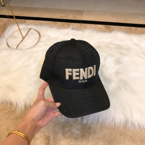 Fendi Black FF Jacquard Canvas Baseball Hat 