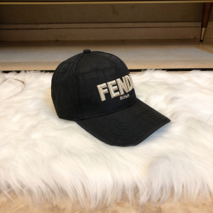 Luxury Womens Hats Fendi Black FF Jacquard Canvas Baseball Hat A190PP90 AA165425