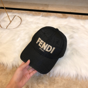 Luxury Womens Hats Fendi Black FF Jacquard Canvas Baseball Hat A190PP90 AA165425