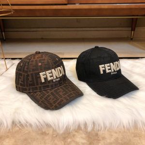Luxury Womens Hats Fendi Black FF Jacquard Canvas Baseball Hat A190PP90 AA165425