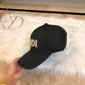 Luxury Womens Hats Fendi Black FF Jacquard Canvas Baseball Hat A190PP90 AA165425