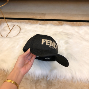 Luxury Womens Hats Fendi Black FF Jacquard Canvas Baseball Hat A190PP90 AA165425