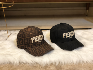 Luxury Womens Hats Fendi Black FF Jacquard Canvas Baseball Hat A190PP90 AA165425