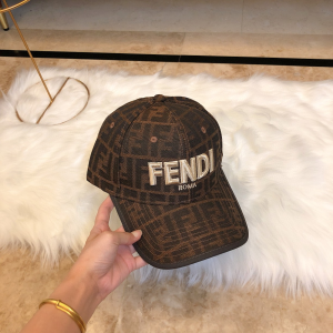 Fendi Brown FF Jacquard Canvas Baseball Hat 