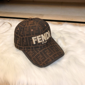 Luxury Womens Hats Fendi Brown FF Jacquard Canvas Baseball Hat A190PP90 AA165426