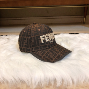 Luxury Womens Hats Fendi Brown FF Jacquard Canvas Baseball Hat A190PP90 AA165426