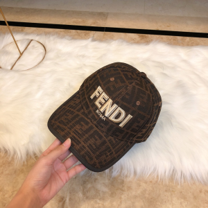 Luxury Womens Hats Fendi Brown FF Jacquard Canvas Baseball Hat A190PP90 AA165426