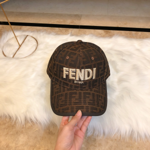 Luxury Womens Hats Fendi Brown FF Jacquard Canvas Baseball Hat A190PP90 AA165426