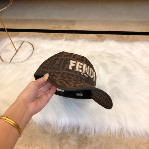 Luxury Womens Hats Fendi Brown FF Jacquard Canvas Baseball Hat A190PP90 AA165426