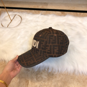 Luxury Womens Hats Fendi Brown FF Jacquard Canvas Baseball Hat A190PP90 AA165426