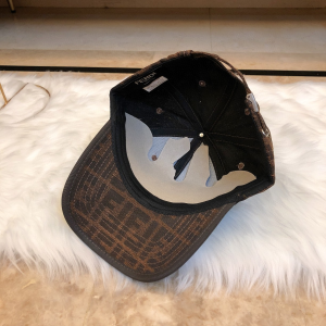 Luxury Womens Hats Fendi Brown FF Jacquard Canvas Baseball Hat A190PP90 AA165426