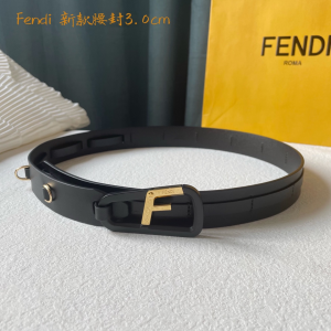 Fendi F Logo Leather Belt Black 30MM 
