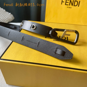 Luxury Womens Belts Fendi F Logo Leather Belt in Black 30MM A175PP240 AA165821