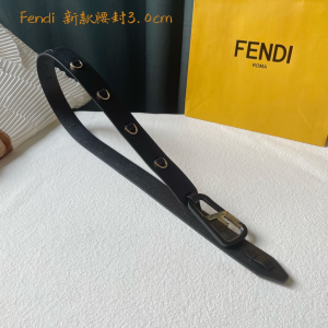 Luxury Womens Belts Fendi F Logo Leather Belt in Black 30MM A175PP240 AA165821