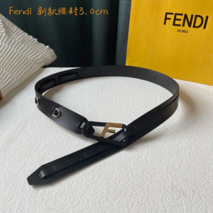 Luxury Womens Belts Fendi F Logo Leather Belt in Black 30MM A175PP240 AA165821