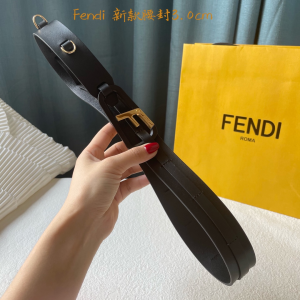 Luxury Womens Belts Fendi F Logo Leather Belt in Black 30MM A175PP240 AA165821