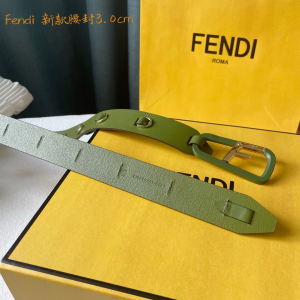 Luxury Womens Belts Fendi F Logo Leather Belt in Green 30MM A175PP240 AA165819