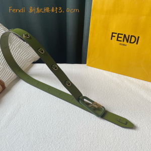 Luxury Womens Belts Fendi F Logo Leather Belt in Green 30MM A175PP240 AA165819