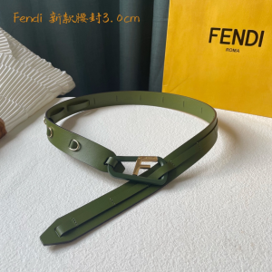 Luxury Womens Belts Fendi F Logo Leather Belt in Green 30MM A175PP240 AA165819