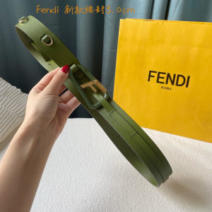 Luxury Womens Belts Fendi F Logo Leather Belt in Green 30MM A175PP240 AA165819