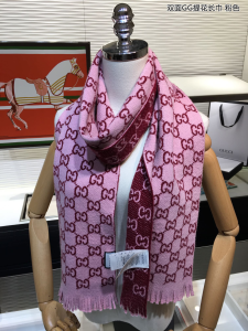 Luxury Womens Scarf Gucci GG Cashmere Wool Scarf in Pink 28x180CM A151PP190 AA165648