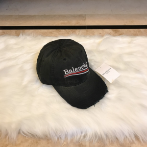 Balenciaga Black Cotton Baseball Cap Hats 