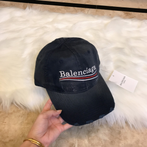 Balenciaga Black Cotton Baseball Cap Hats 