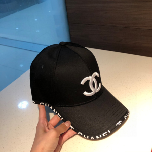 Chanel CC Logo Black Cotton Baseball Cap Hats 