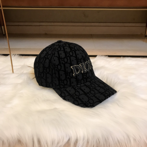 Dior Black Oblique Jacquard Baseball Cap Hats 