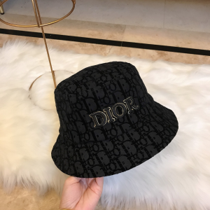 Dior Black Oblique Jacquard Bucket Cap Hats 