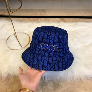 Dior Blue Oblique Jacquard Bucket Cap Hats 