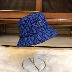 Luxury Womens Hat Dior Blue Oblique Jacquard Bucket Cap Hats A190PP95 AA165841