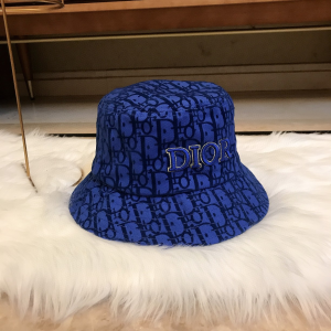 Luxury Womens Hat Dior Blue Oblique Jacquard Bucket Cap Hats A190PP95 AA165841