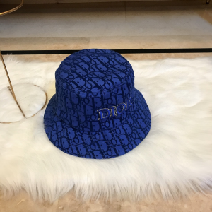 Luxury Womens Hat Dior Blue Oblique Jacquard Bucket Cap Hats A190PP95 AA165841