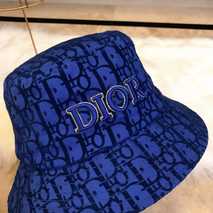 Luxury Womens Hat Dior Blue Oblique Jacquard Bucket Cap Hats A190PP95 AA165841